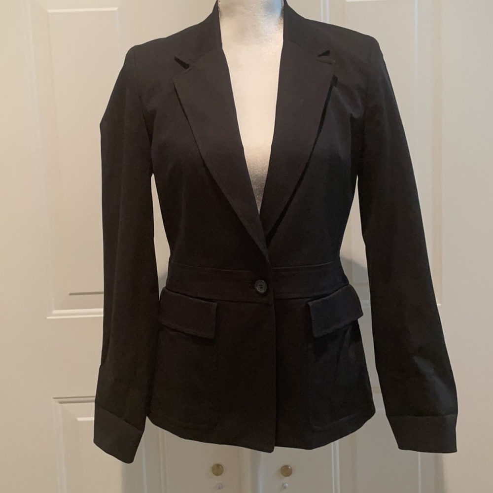 Express Stretch SZ 3/4 Women’s Lined Black One Button  Two Pocket Blazer - Picture 4 of 14